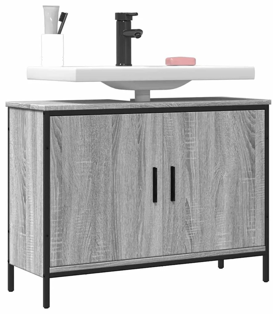 vidaXL Ντουλάπι Νιπτήρα Μπάνιου Γκρι Sonoma 80x30x60 εκ. Επεξ. Ξύλο