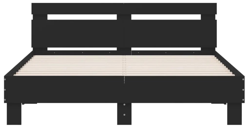 vidaXL Πλαίσιο Κρεβατιού με Κεφαλάρι/LED Μαύρο 140 x 200 εκ.