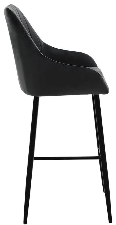 Σκαμπό bar Patrin Μεταλλικό Μαύρο και Βελούδο Μαύρο 49x48x98εκ. 2αδα 49x48x98 εκ.