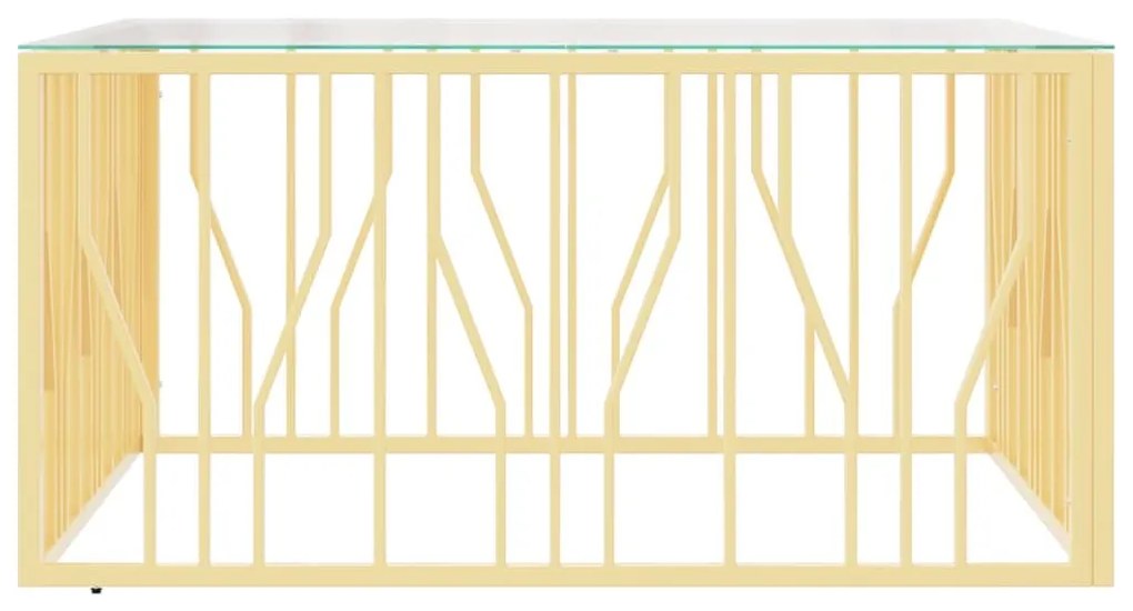 Τραπέζι Σαλονιού 100x100x50 εκ. από Ανοξείδωτο Ατσάλι και Γυαλί - Χρυσό
