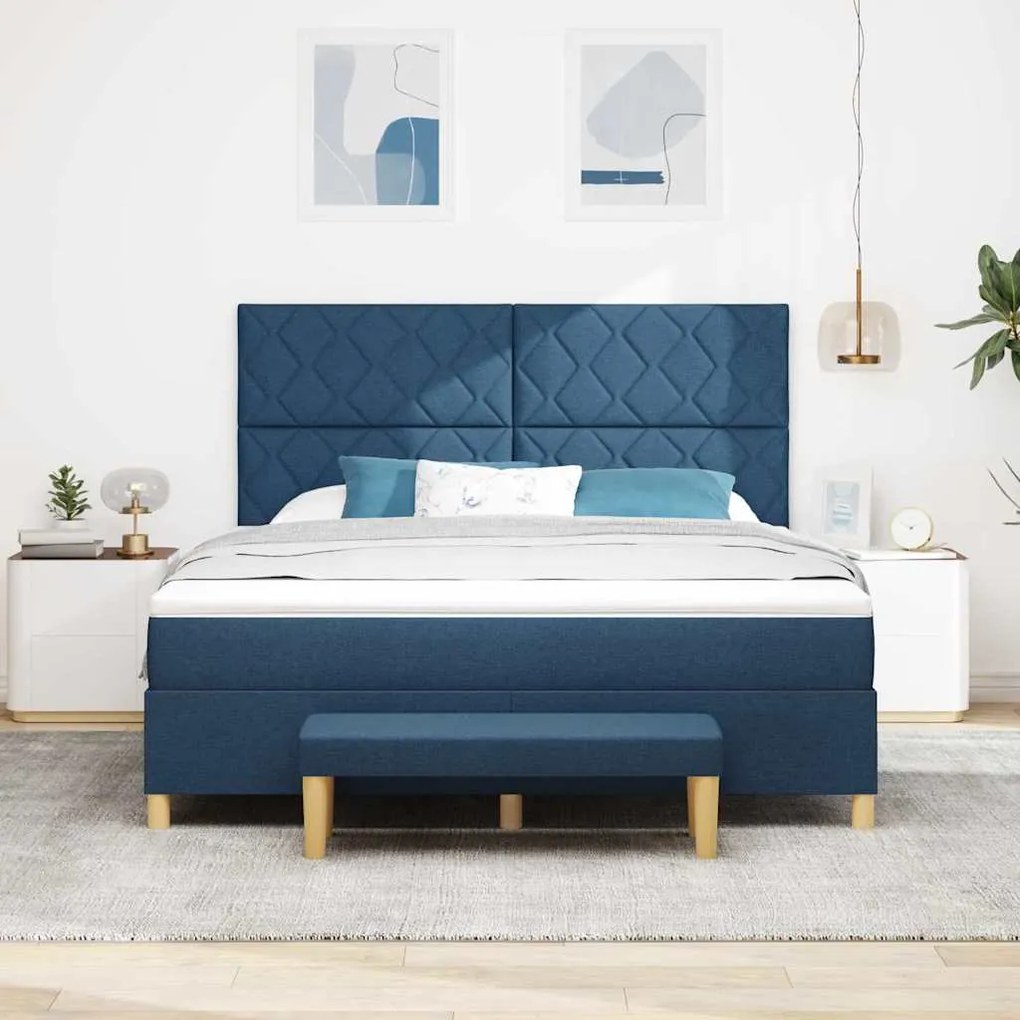 vidaXL Κρεβάτι με ελατήρια με στρώμα Μπλε 180 x 200 cm ύφασμα