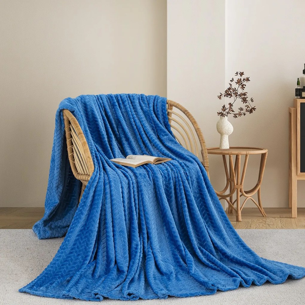 Κουβέρτα Fleece Ημίδιπλη (180x240) AdamHome 550 Blue