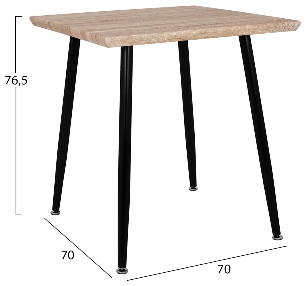 Τραπέζι Τραπεζαρίας PALOMA 70 Sonoma με Μαύρα πόδια 70x70x76,5 εκ. 70x70x76.5 εκ.