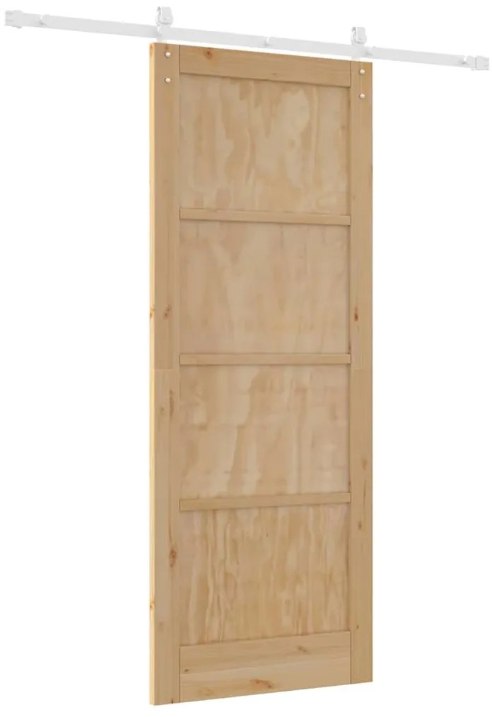 vidaXL Συρόμενη Πόρτα Καφέ 83 x 211 εκ. Στερεά ξυλεία πεύκου