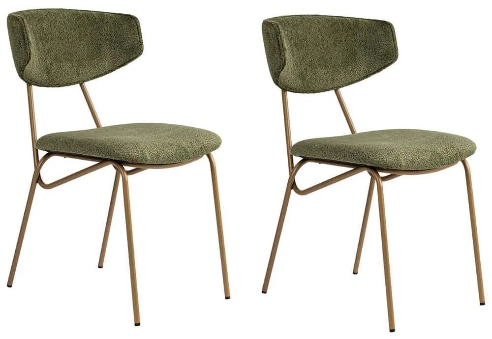 Καρέκλα Nancy (Σετ 2Τμχ) 566WYL1136 48x59x80cm Green-Gold Μέταλλο,Ύφασμα