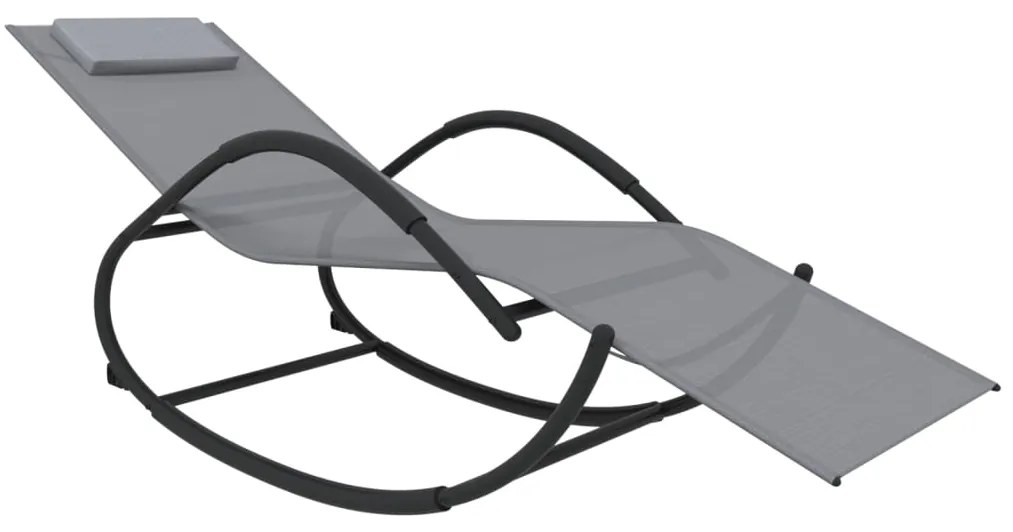 vidaXL Κουνιστή Ξαπλώστρα Γκρι από Ατσάλι / Textilene