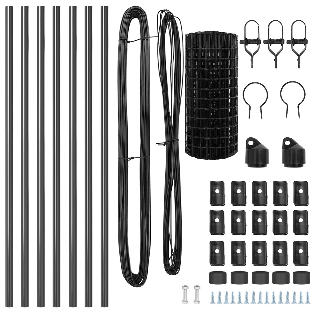 vidaXL Euro Fence με 13 Στύλους 0.8x25 μ Γαλβανισμένος Χάλυβας Γκρι