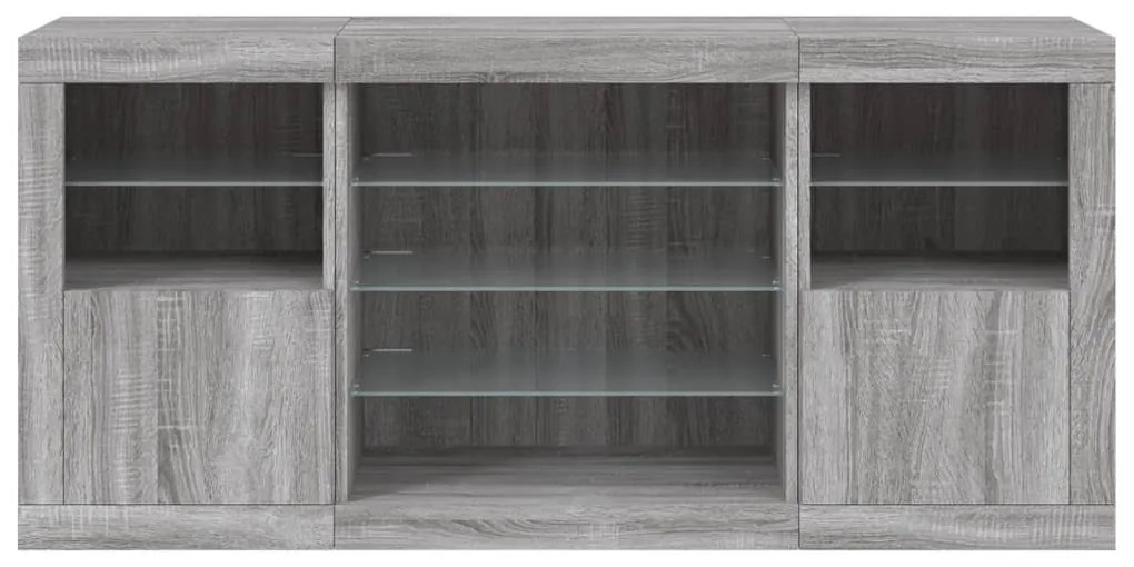 vidaXL Μπουφές με LED Γκρι Sonoma 142,5x37x67 εκ.