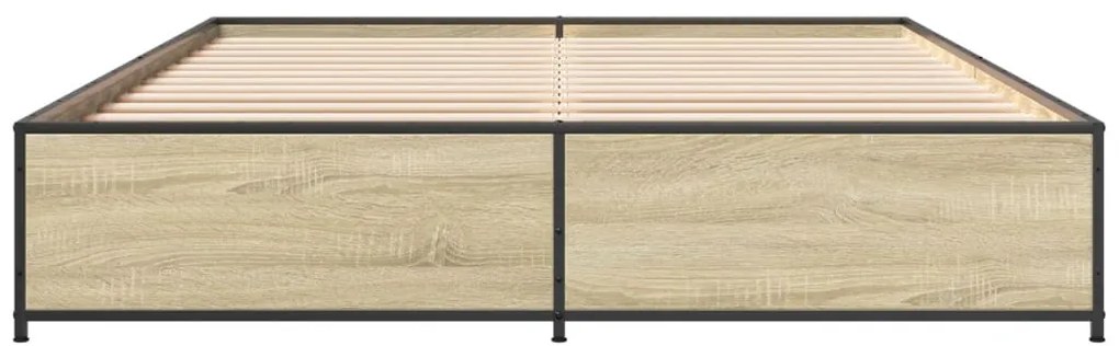 vidaXL Πλαίσιο Κρεβατιού Sonoma Δρυς 120x190 εκ. Επεξ. Ξύλο & Μέταλλο