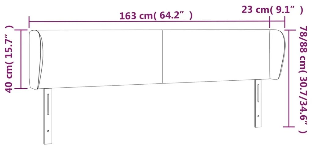Κεφαλάρι με Πτερύγια Σκούρο Γκρι 163x23x78/88 εκ. Βελούδινο 3116919