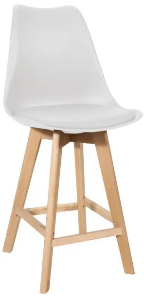Σκαμπό μπαρ Gaston Pakoworld λευκό pp-pu και ξύλινο πόδι 56x48.5x104εκ 271-000018-271-000018-Λευκό 271-000018
