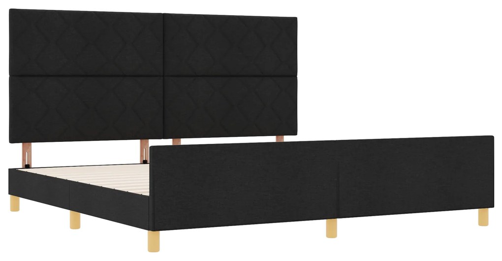 vidaXL Σκελετός Κρεβατιού με κεφαλάρι Μαύρο 200 x 200 cm ύφασμα