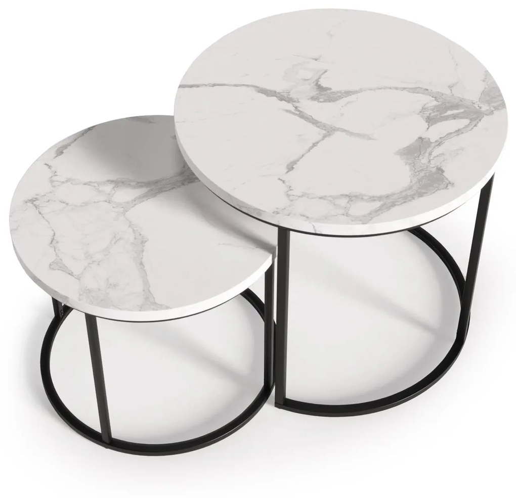 OREO set of two c. tables - white marble / black DIOMMI V-CH-OREO-LAW-BIAŁY_MARMUR