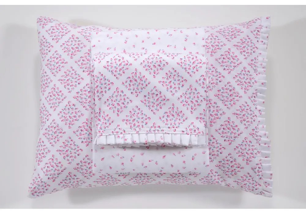 Σεντόνια Βρεφικά 770 (Σετ 3τμχ) White-Pink Down Town Κούνιας 125x175cm 100% Cotton Satin