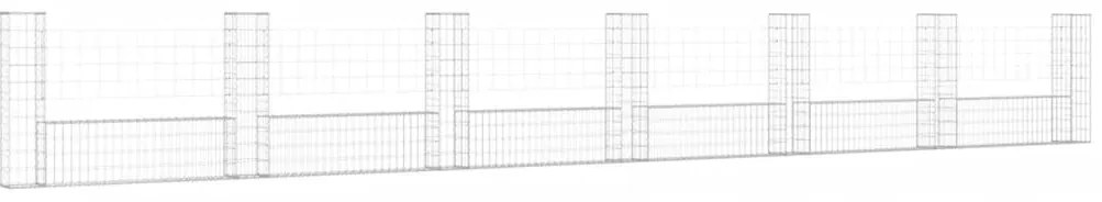 vidaXL Συρματοκιβώτιο σε U Σχήμα με 7 Στύλους 740x20x100 εκ Σιδερένιο