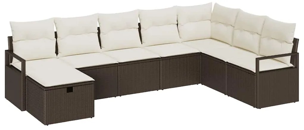 vidaXL Σετ Καναπέ με μαξιλάρι Καφέ και Κρέμα συνθετικό ρατάν