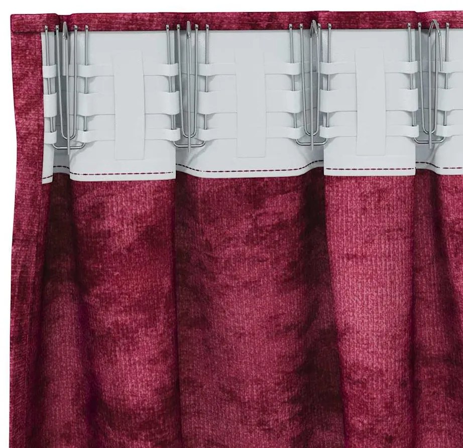 vidaXL Κουρτίνα με κουρτίνες 2 pcs Μπορντό 225 x 140 εκ. Βελούδο