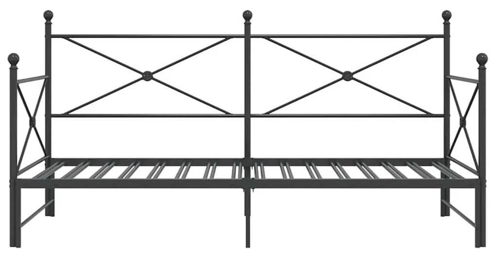 vidaXL Κρεβάτι ημέρας με καρότσα χωρίς στρώμα Μαύρο 100x190 cm Ατσάλι