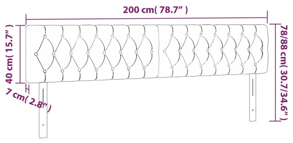 vidaXL Κεφαλάρι Κρεβατιού LED Σκούρο Πράσινο 200x7x78/88 εκ. Βελούδινο