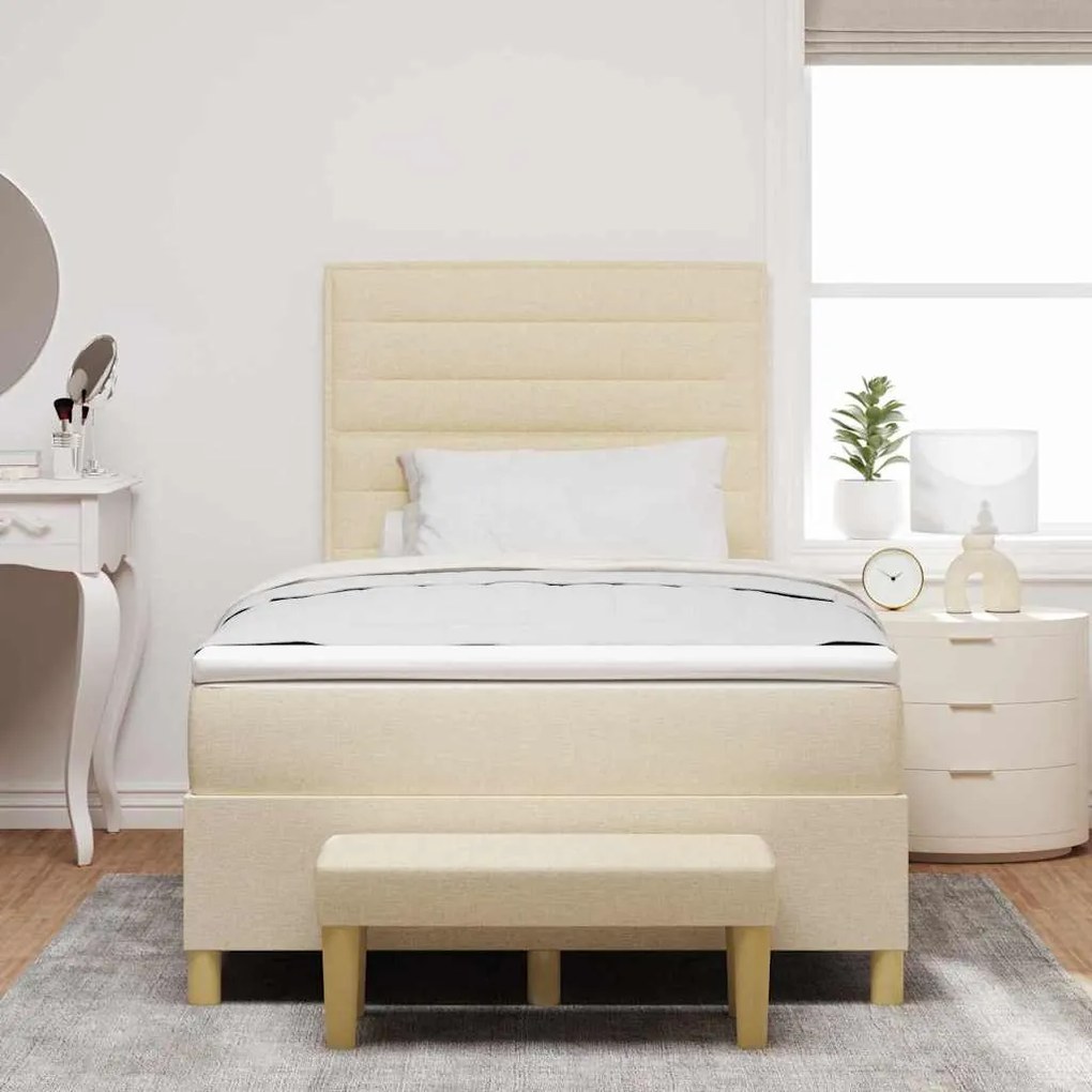 vidaXL Κρεβάτι με ελατήρια με στρώμα Κρεμ 120 x 190 cm ύφασμα