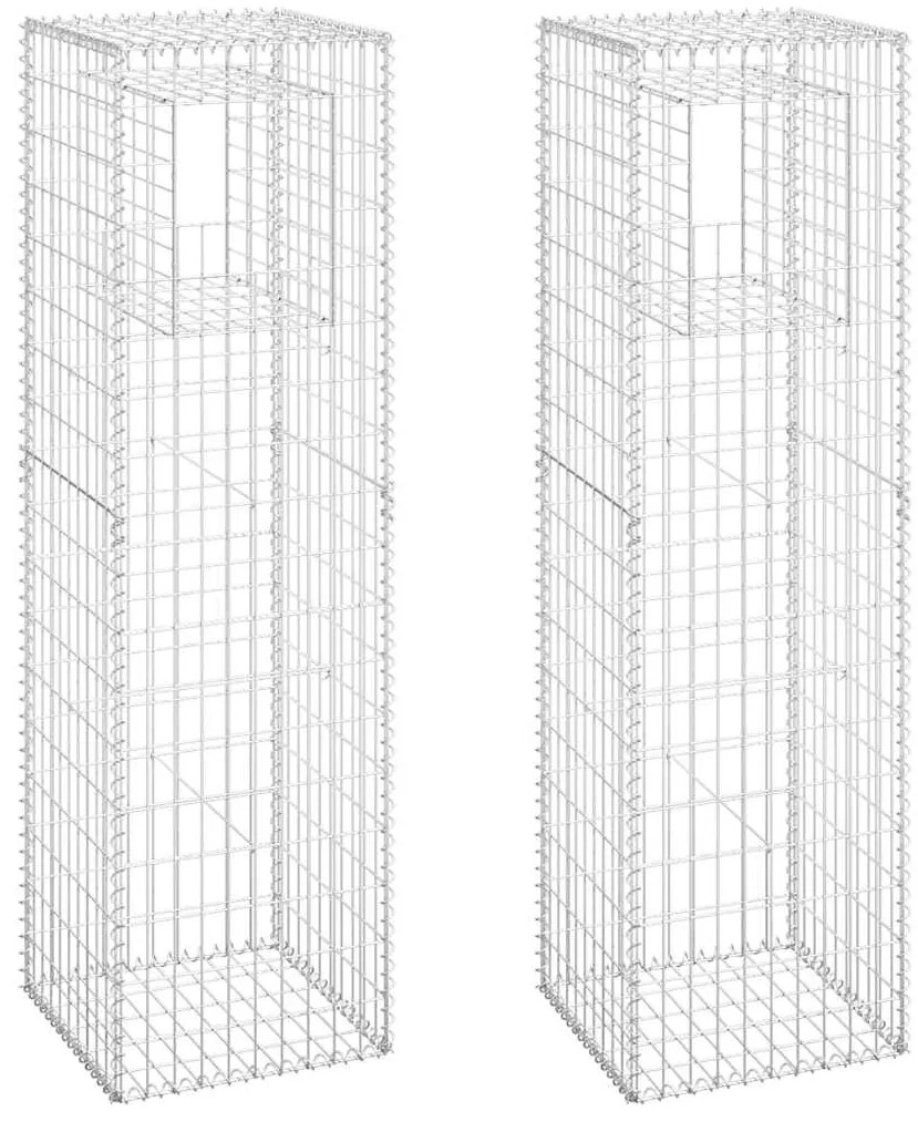 vidaXL Συρματοκιβώτια Στύλοι 2 τεμ. 50 x 50 x 180 εκ. Σιδερένιοι