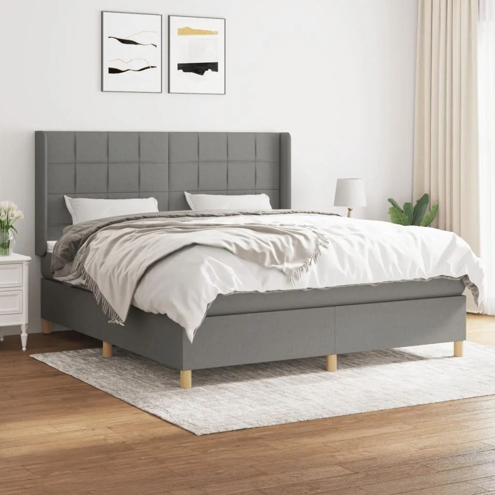 ΚΡΕΒΑΤΙ BOXSPRING ΜΕ ΣΤΡΩΜΑ ΣΚΟΥΡΟ ΓΚΡΙ 180X200 ΕΚ ΥΦΑΣΜΑΤΙΝ 3132010