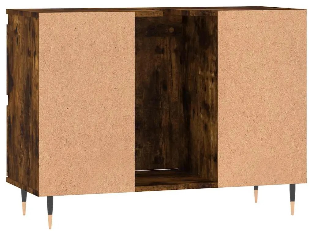 vidaXL Ντουλάπι Μπάνιου Καπνιστή Δρυς 80 x 33 x 60 εκ. Επεξεργ. Ξύλο