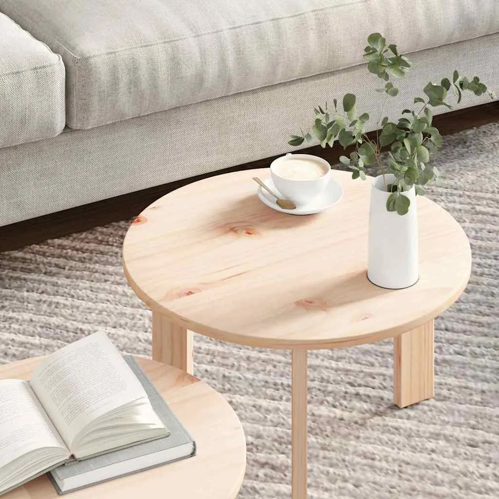 vidaXL Τραπεζάκι σαλονιού 2 pcs Φυσικό 47.5 x 47.5 x 27 εκ.