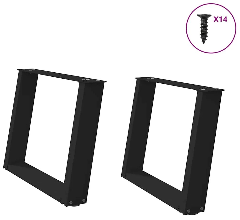 Πόδια Τραπεζιού Σαλονιού σε Σχήμα U 2 τεμ. Μαύρο 60x(42-43) εκ. Ατσάλι