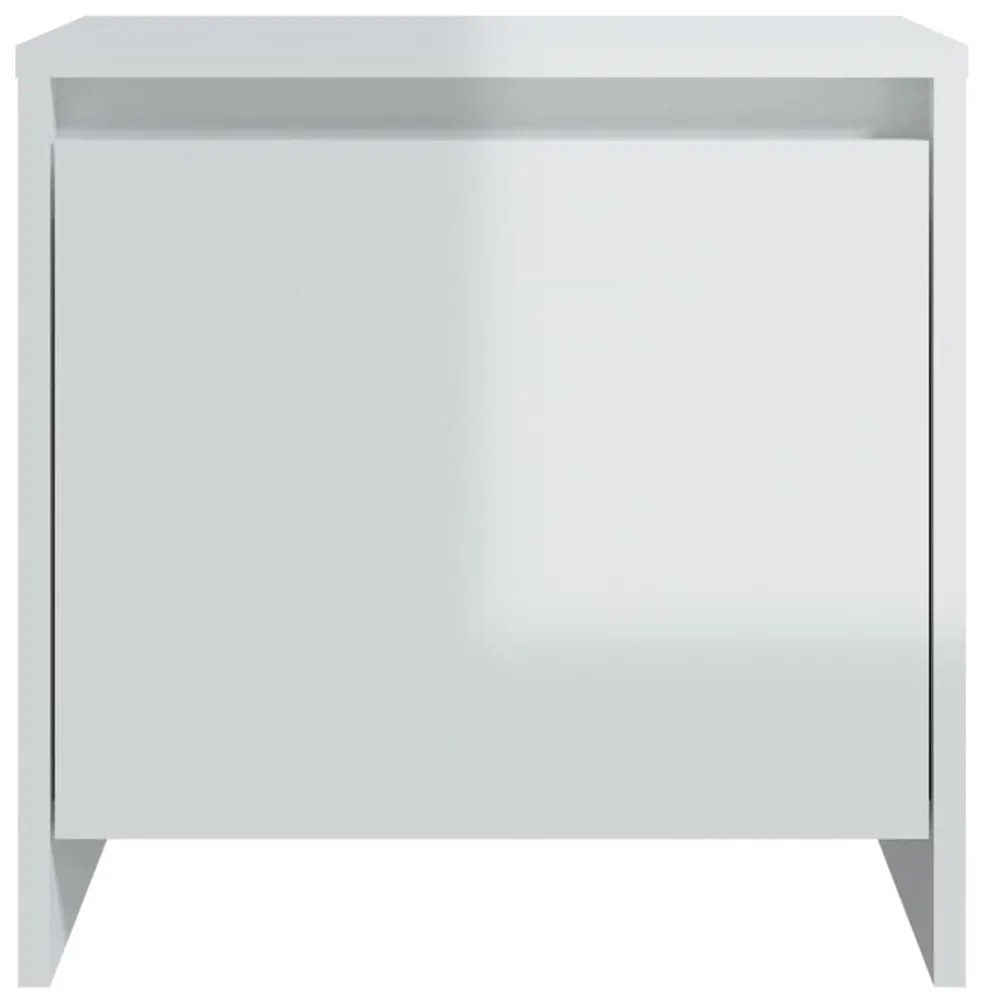 vidaXL Κομοδίνο Γυαλιστερό Λευκό 45 x 34 x 44,5 εκ. Επεξεργασμένο Ξύλο
