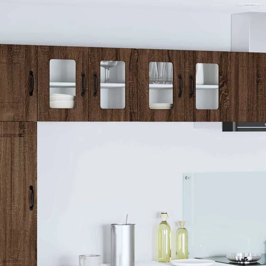 vidaXL Κρεμαστό ντουλάπι κουζίνας 2 pcs Καφέ δρυς 60 x 31 x 40 εκ