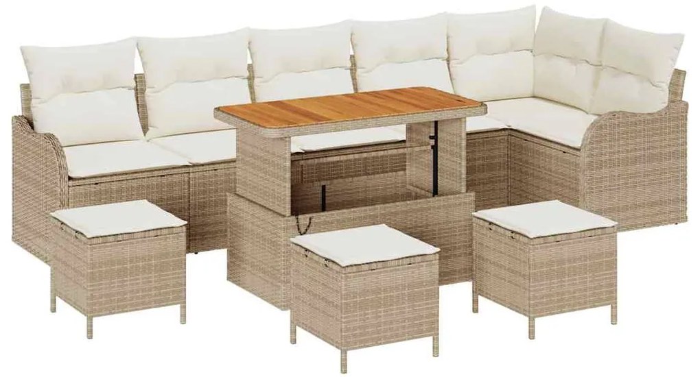 vidaXL Σετ Καναπέ Κήπου 10 pcs Μπεζ, Κρέμα 110 x 55 x 71 εκ