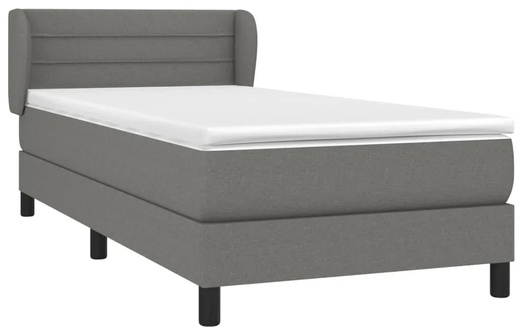 vidaXL Κρεβάτι Boxspring με Στρώμα Σκούρο Γκρι 80x200 εκ. Υφασμάτινο