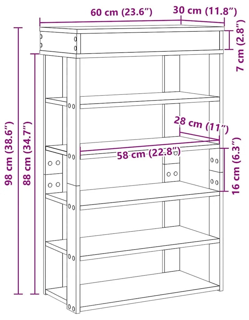 ΡΑΦΙ ΠΑΠΟΥΤΣΙΩΝ  ΓΚΡΙ SONOMA 60X30X98 CM ΚΑΤΑΣΚΕΥΑΣΜΕΝΟ ΞΥΛΟ 859928