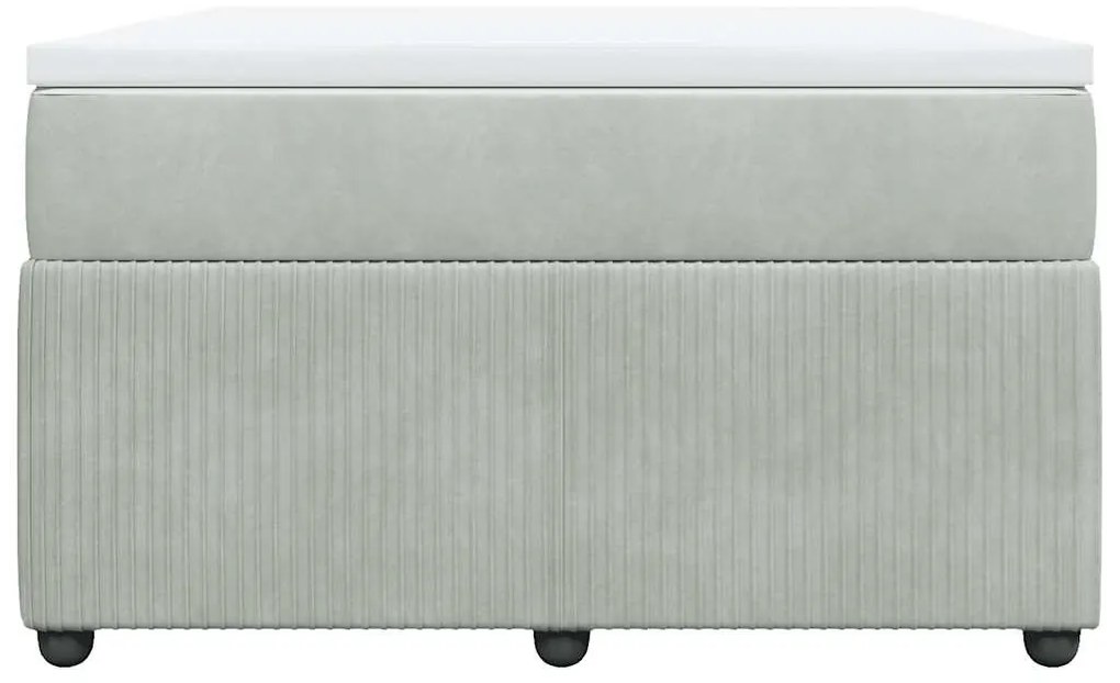 vidaXL Κρεβάτι Boxspring με Στρώμα Ανοιχτό Γκρι 120x190 εκ. Βελούδινο
