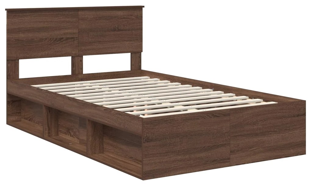 vidaXL Σκελετός Κρεβατιού Καφέ δρυς 120 x 200 cm Επεξεργασμένο ξύλο