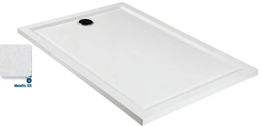 Ντουζιέρα Χυτή 140x80xY2 εκ. με Βαλβίδα Αποχέτευσης Sanitec Flat Classic Ice A200-14