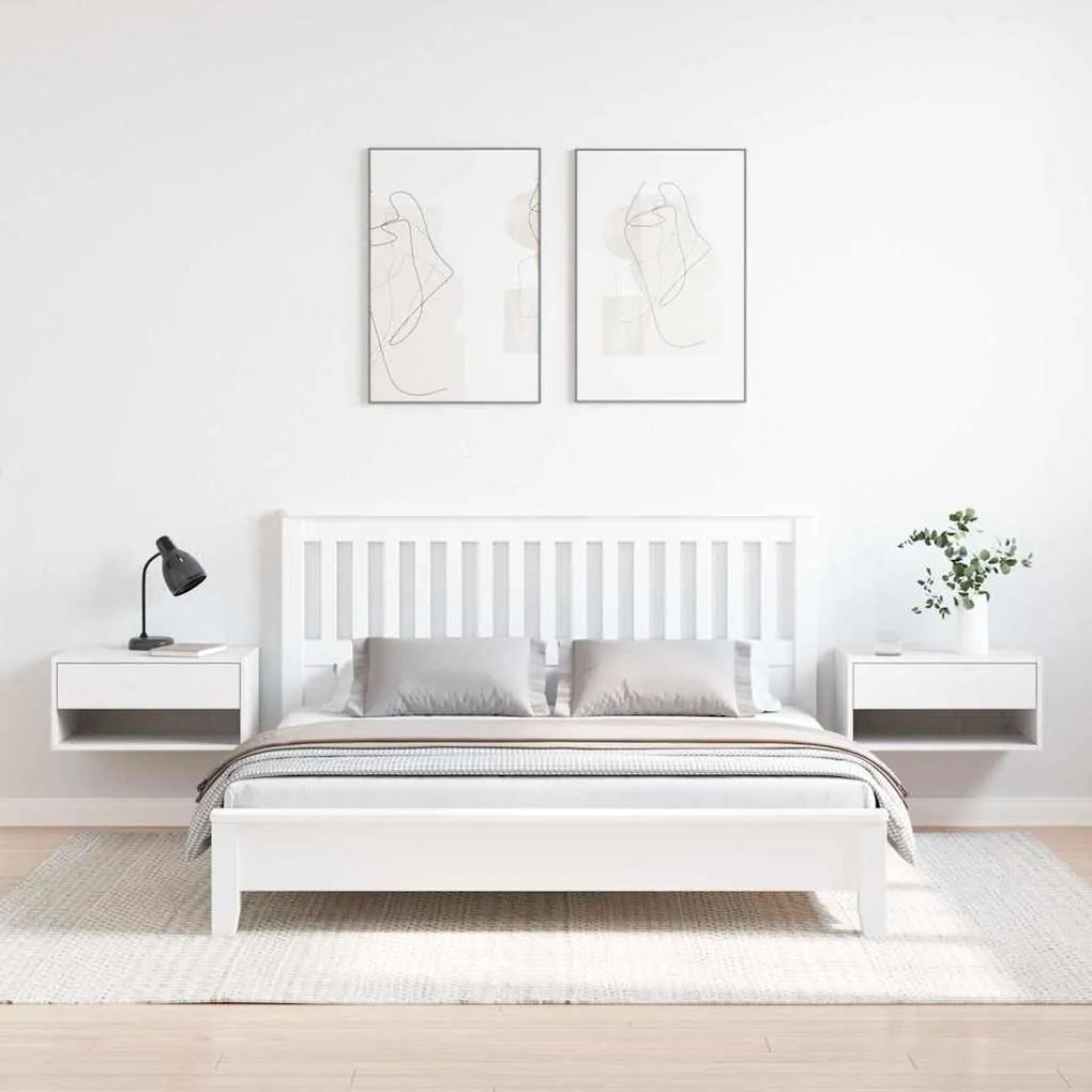 vidaXL Κομοδίνο 2 pcs Λευκό 50 x 32.5 x 24 εκ Μασίφ ξύλο πεύκου