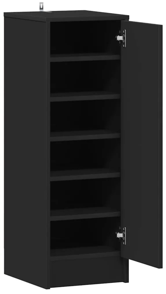 vidaXL Παπουτσοθήκη Μαύρη 32 x 35 x 92 εκ. από Επεξ. Ξύλο