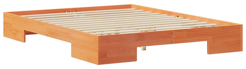 vidaXL Κρεβάτι δαπέδου Καφέ 140 x 200 εκ Μασίφ ξύλο πεύκου