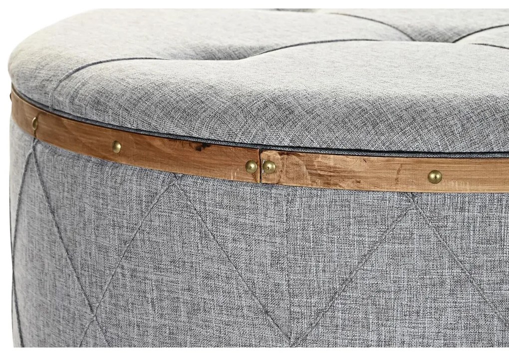 Σκαμπό DKD Home Decor   Φυσικό Ξύλο πολυεστέρας Ανοιχτό Γκρι (80 x 80 x 43 cm)