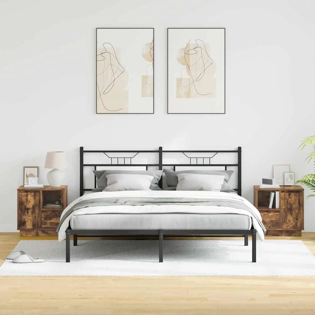 vidaXL Κομοδίνο με συρτάρι 2 pcs Καπνιστό Δρύς 50 x 34,5 x 50 εκ.