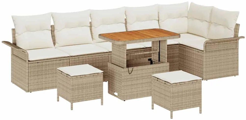 vidaXL Σετ Καναπέ Κήπου 9 pcs Μπεζ συνθετικό ρατάν