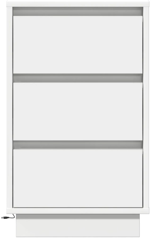 vidaXL κομοδίνο με LED Λευκό 39x34.5x65 εκ Επεξεργασμένο Ξύλο