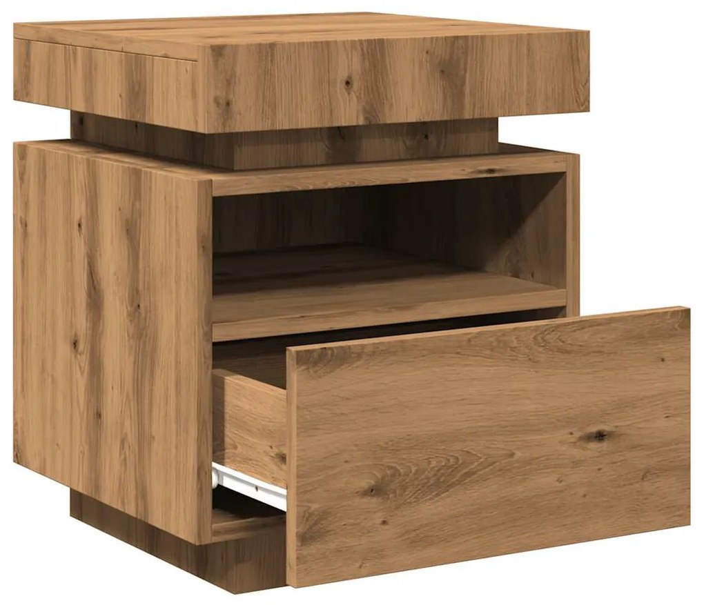 Κομοδίνο με φώτα LED Artisan Oak 40x39x48,5 cm 857660