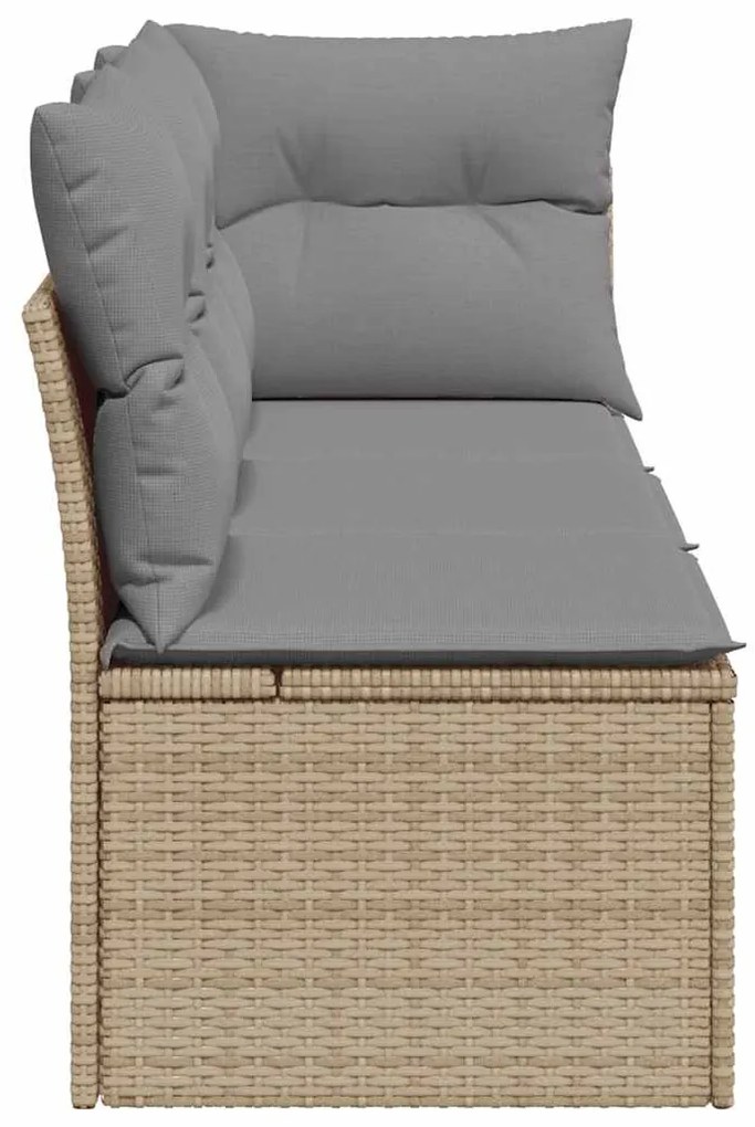 vidaXL Καναπές Κήπου Τριθέσιος Μπεζ από Συνθετικό Ρατάν με Μαξιλάρια