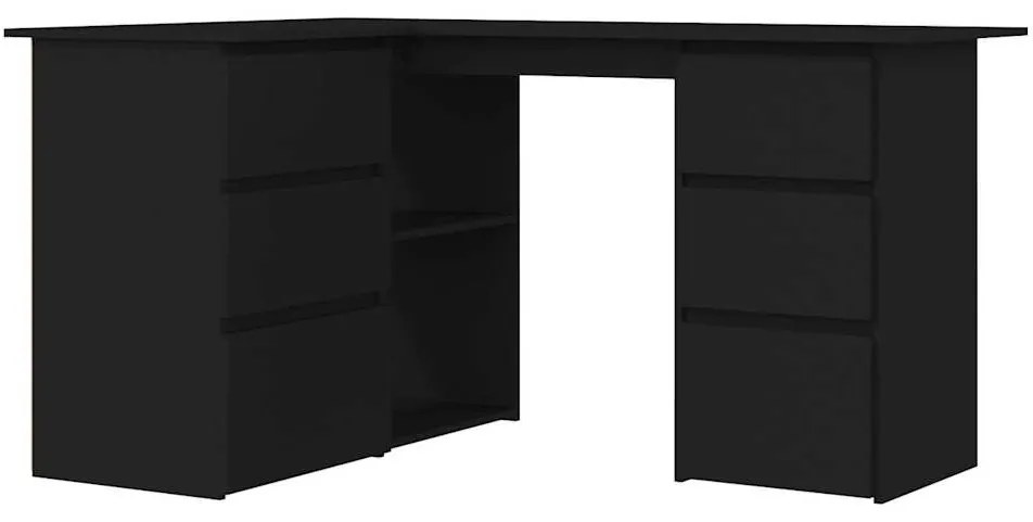 vidaXL Γραφείο Γωνιακό Μαύρο 145 x 100 x 76 εκ. από Επεξ. Ξύλο