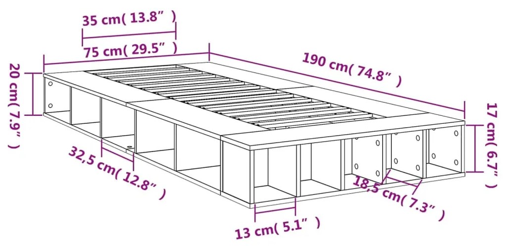 ΠΛΑΙΣΙΟ ΚΡΕΒΑΤΙΟΥ SONOMA ΔΡΥΣ 75 X 190 ΕΚ. ΕΠΕΞΕΡΓΑΣΜΕΝΟ ΞΥΛΟ 3280533