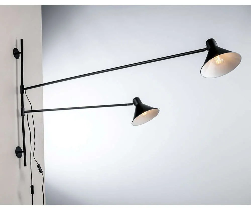 Φωτιστικό Τοίχου - Απλίκα Duetto I-DUETTO-AP2-NER 2xE27 154x90cm Black Luce Ambiente Design Metal