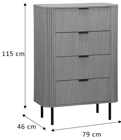 Συρταριέρα Scandi pakoworld με 4 συρτάρια φυσικό 79x46x115εκ